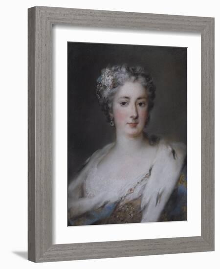 Portrait of a Lady, Bust Length in an Ermine-Trimmed Robe with Fleur-De-Lys, Diamond Clasp and…-Rosalba Giovanna Carriera-Framed Giclee Print