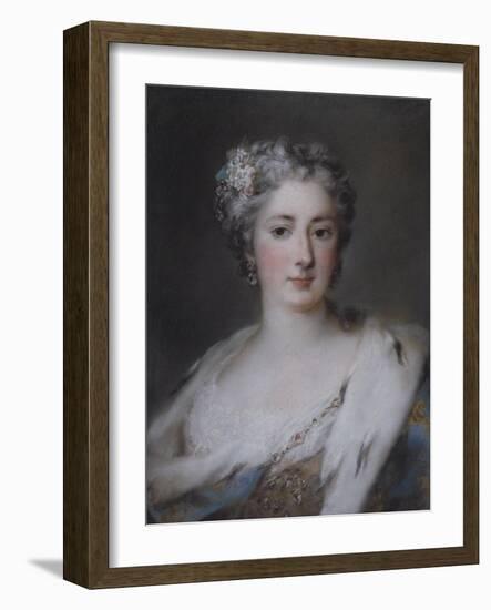 Portrait of a Lady, Bust Length in an Ermine-Trimmed Robe with Fleur-De-Lys, Diamond Clasp and…-Rosalba Giovanna Carriera-Framed Giclee Print