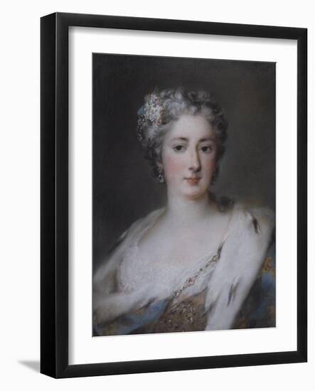 Portrait of a Lady, Bust Length in an Ermine-Trimmed Robe with Fleur-De-Lys, Diamond Clasp and…-Rosalba Giovanna Carriera-Framed Giclee Print