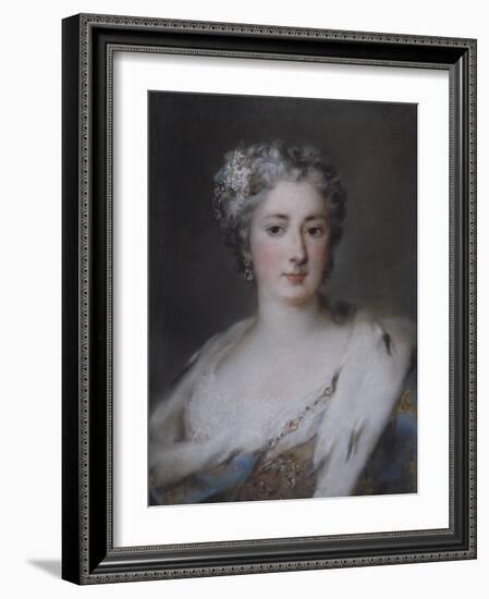 Portrait of a Lady, Bust Length in an Ermine-Trimmed Robe with Fleur-De-Lys, Diamond Clasp and…-Rosalba Giovanna Carriera-Framed Giclee Print