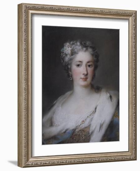 Portrait of a Lady, Bust Length in an Ermine-Trimmed Robe with Fleur-De-Lys, Diamond Clasp and…-Rosalba Giovanna Carriera-Framed Giclee Print