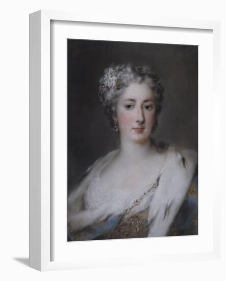 Portrait of a Lady, Bust Length in an Ermine-Trimmed Robe with Fleur-De-Lys, Diamond Clasp and…-Rosalba Giovanna Carriera-Framed Giclee Print