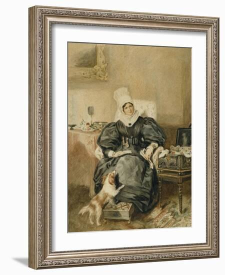 Portrait of a Lady by a Table with a Dog-William Henry Hunt-Framed Giclee Print