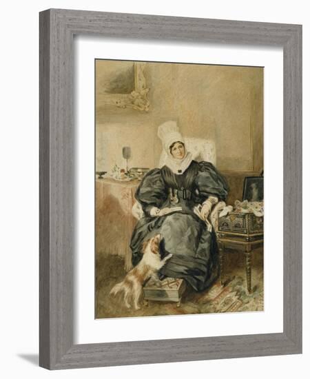 Portrait of a Lady by a Table with a Dog-William Henry Hunt-Framed Giclee Print