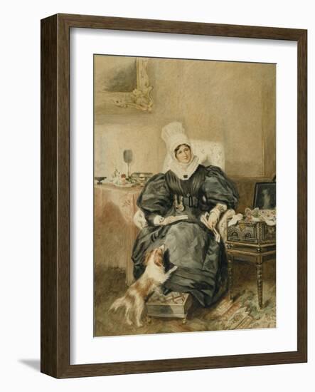 Portrait of a Lady by a Table with a Dog-William Henry Hunt-Framed Giclee Print