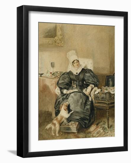 Portrait of a Lady by a Table with a Dog-William Henry Hunt-Framed Giclee Print