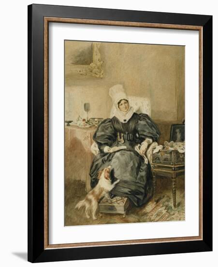 Portrait of a Lady by a Table with a Dog-William Henry Hunt-Framed Giclee Print