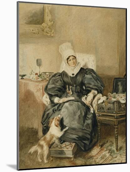 Portrait of a Lady by a Table with a Dog-William Henry Hunt-Mounted Giclee Print