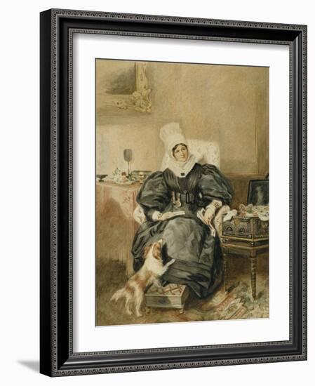 Portrait of a Lady by a Table with a Dog-William Henry Hunt-Framed Giclee Print