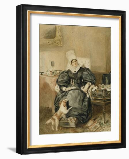 Portrait of a Lady by a Table with a Dog-William Henry Hunt-Framed Giclee Print