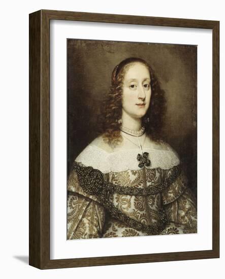 Portrait of a Lady, Half-Length, Wearing a Gold Embroidered Gown-Justus Sustermans-Framed Giclee Print