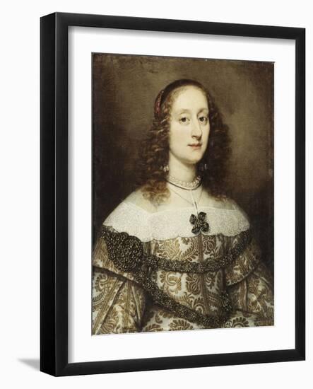 Portrait of a Lady, Half-Length, Wearing a Gold Embroidered Gown-Justus Sustermans-Framed Giclee Print