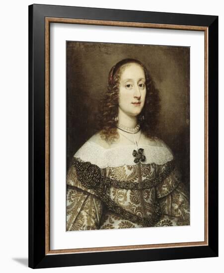 Portrait of a Lady, Half-Length, Wearing a Gold Embroidered Gown-Justus Sustermans-Framed Giclee Print