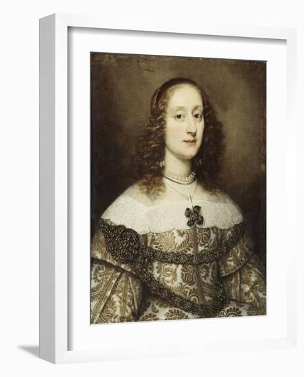 Portrait of a Lady, Half-Length, Wearing a Gold Embroidered Gown-Justus Sustermans-Framed Giclee Print