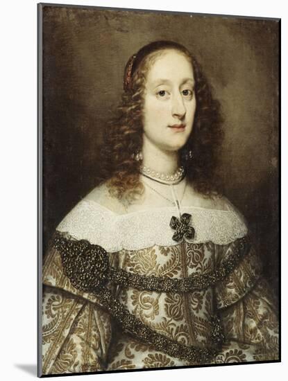 Portrait of a Lady, Half-Length, Wearing a Gold Embroidered Gown-Justus Sustermans-Mounted Giclee Print