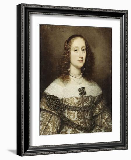 Portrait of a Lady, Half-Length, Wearing a Gold Embroidered Gown-Justus Sustermans-Framed Giclee Print