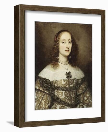 Portrait of a Lady, Half-Length, Wearing a Gold Embroidered Gown-Justus Sustermans-Framed Giclee Print