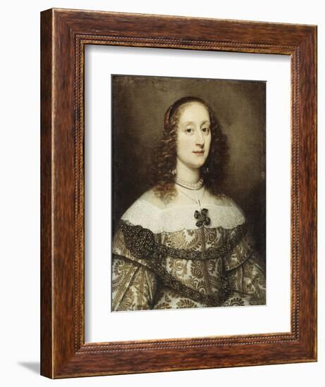 Portrait of a Lady, Half-Length, Wearing a Gold Embroidered Gown-Justus Sustermans-Framed Giclee Print