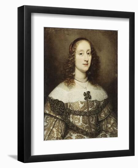 Portrait of a Lady, Half-Length, Wearing a Gold Embroidered Gown-Justus Sustermans-Framed Giclee Print