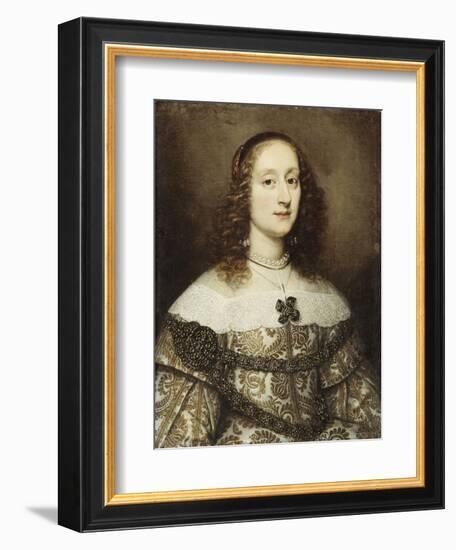 Portrait of a Lady, Half-Length, Wearing a Gold Embroidered Gown-Justus Sustermans-Framed Giclee Print