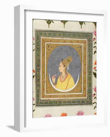 Portrait of a Lady Holding a Lotus Petal, from the Small Clive Album, C.1750-60-Mughal-Framed Giclee Print