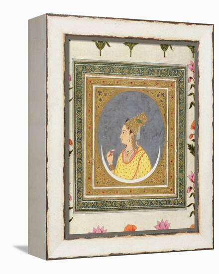 Portrait of a Lady Holding a Lotus Petal, from the Small Clive Album, C.1750-60-Mughal-Framed Premier Image Canvas