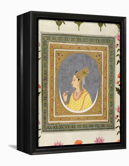 Portrait of a Lady Holding a Lotus Petal, from the Small Clive Album, C.1750-60-Mughal-Framed Premier Image Canvas