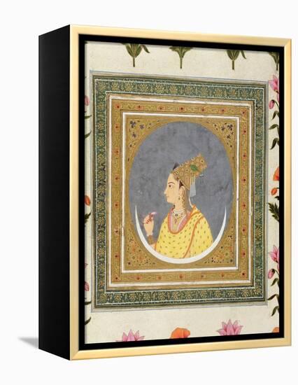 Portrait of a Lady Holding a Lotus Petal, from the Small Clive Album, C.1750-60-Mughal-Framed Premier Image Canvas