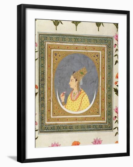 Portrait of a Lady Holding a Lotus Petal, from the Small Clive Album, C.1750-60-Mughal-Framed Giclee Print