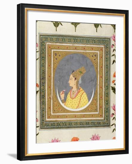 Portrait of a Lady Holding a Lotus Petal, from the Small Clive Album, C.1750-60-Mughal-Framed Giclee Print