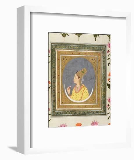 Portrait of a Lady Holding a Lotus Petal, from the Small Clive Album, C.1750-60-Mughal-Framed Premium Giclee Print