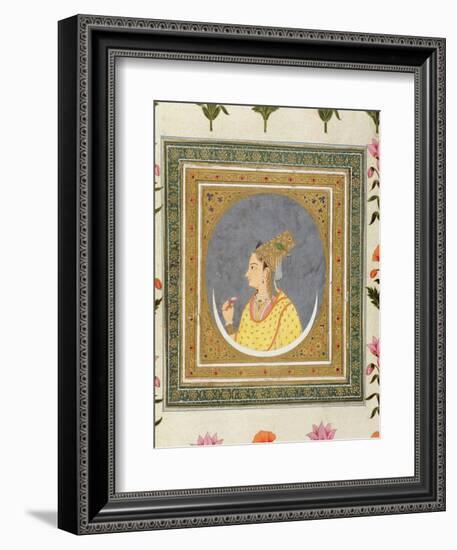 Portrait of a Lady Holding a Lotus Petal, from the Small Clive Album, C.1750-60-Mughal-Framed Premium Giclee Print