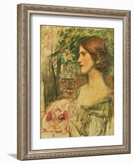 Portrait of a Lady in a Green Dress-John William Waterhouse-Framed Giclee Print