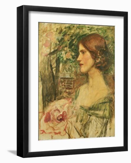 Portrait of a Lady in a Green Dress-John William Waterhouse-Framed Giclee Print