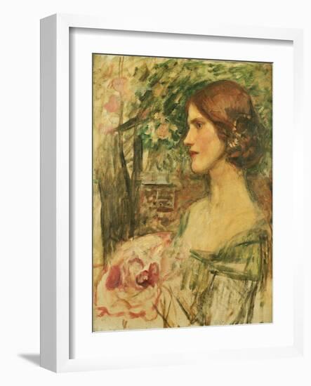 Portrait of a Lady in a Green Dress-John William Waterhouse-Framed Giclee Print