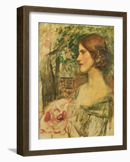 Portrait of a Lady in a Green Dress-John William Waterhouse-Framed Giclee Print