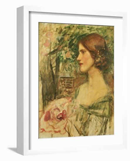 Portrait of a Lady in a Green Dress-John William Waterhouse-Framed Giclee Print