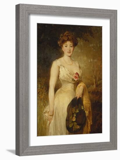 Portrait of a Lady in a White Dress-George Elgar Hicks-Framed Giclee Print