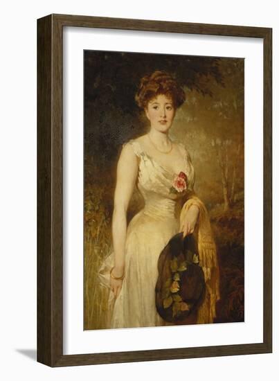 Portrait of a Lady in a White Dress-George Elgar Hicks-Framed Giclee Print