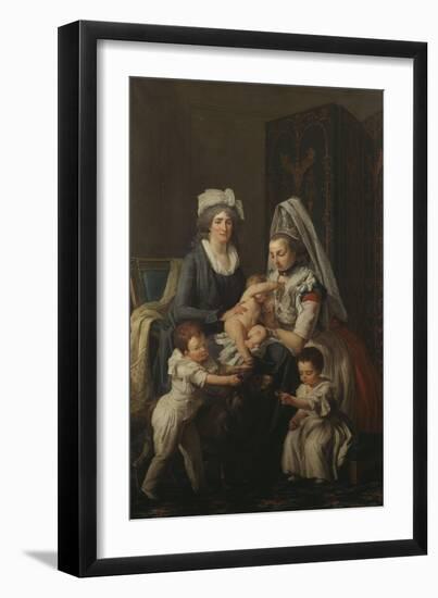 Portrait of a Lady, in an Interior with Her Nurse and Three Children-Anicet-Charles Lemonnier-Framed Giclee Print