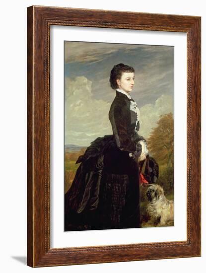 Portrait of a Lady in Black with a Dog, 1875-James Archer-Framed Giclee Print