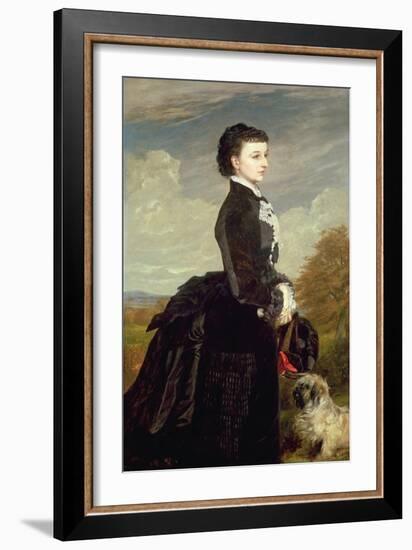 Portrait of a Lady in Black with a Dog, 1875-James Archer-Framed Giclee Print