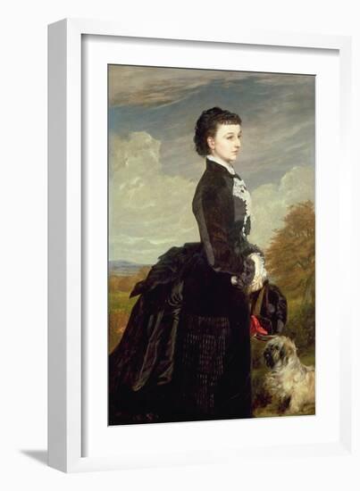 Portrait of a Lady in Black with a Dog, 1875-James Archer-Framed Giclee Print