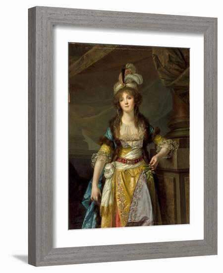 Portrait of a Lady in Turkish Fancy Dress, c.1790-Jean Baptiste Greuze-Framed Giclee Print