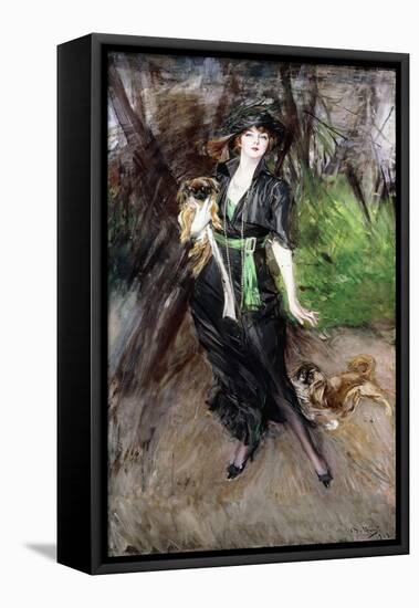 Portrait of a Lady, Lina Bilitis, with Two Pekineses, 1913-Giovanni Boldini-Framed Premier Image Canvas