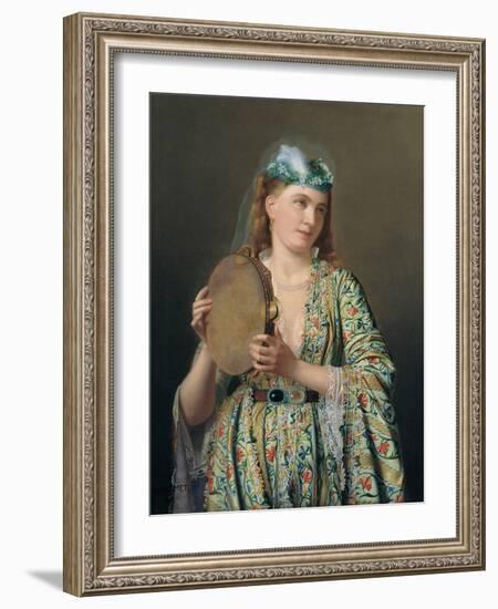 Portrait of a Lady of the Court Playing the Tambourine, Second Half of the 19th C-Pierre Désiré Guillemet-Framed Giclee Print