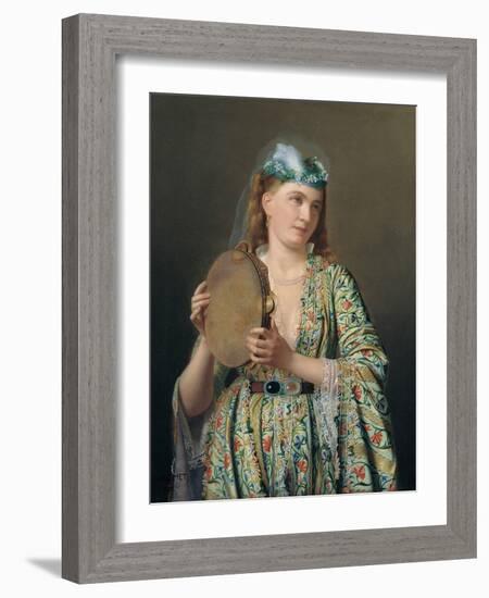 Portrait of a Lady of the Court Playing the Tambourine, Second Half of the 19th C-Pierre Désiré Guillemet-Framed Giclee Print