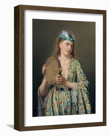 Portrait of a Lady of the Court Playing the Tambourine, Second Half of the 19th C-Pierre Désiré Guillemet-Framed Giclee Print