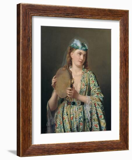 Portrait of a Lady of the Court Playing the Tambourine, Second Half of the 19th C-Pierre Désiré Guillemet-Framed Giclee Print