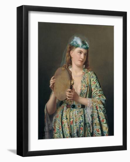 Portrait of a Lady of the Court Playing the Tambourine, Second Half of the 19th C-Pierre Désiré Guillemet-Framed Giclee Print